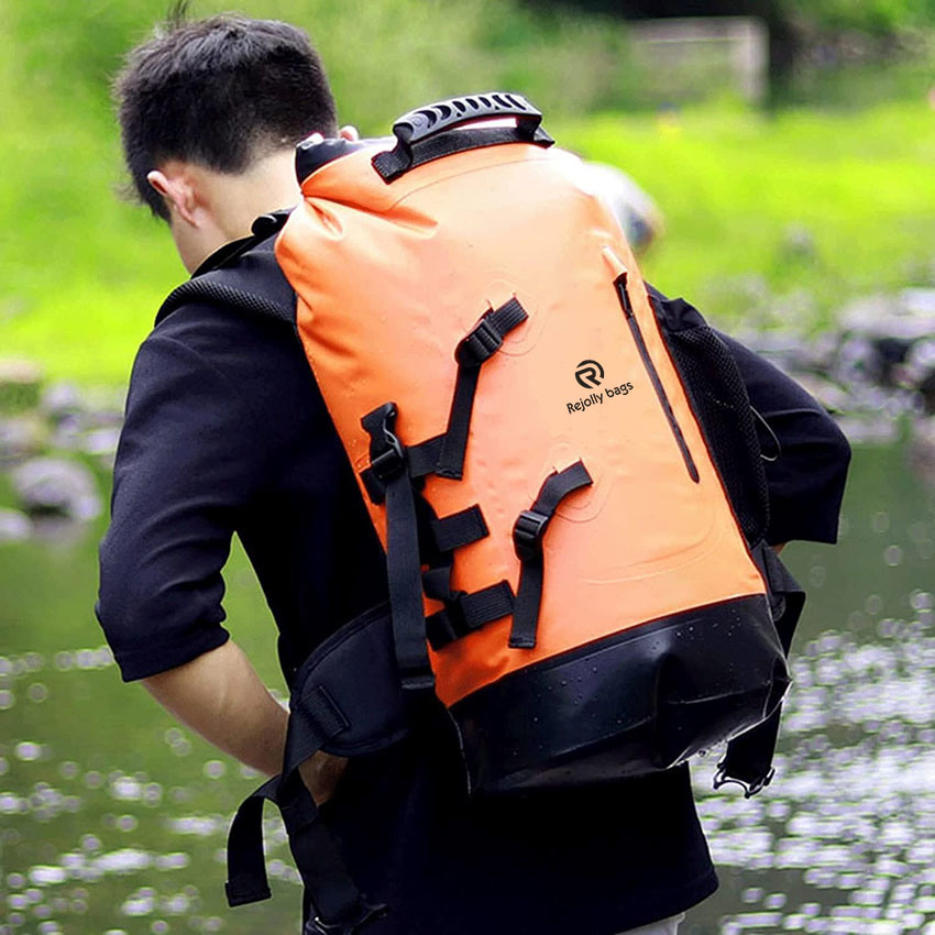 Schwimmender wasserdichter Trockenrucksack mit Fronttasche mit Reißverschluss für Kajakfahren, Outdoor-Reisen, Bergsteigen