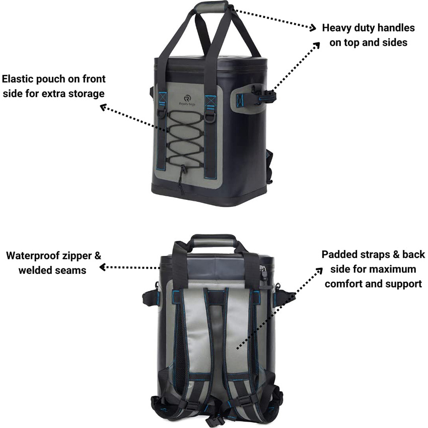 Isolierte, tragbare, weiche Kühltasche, wasserdicht für Eis, Mittagessen, Strand, Getränke, Reisen, Camping, Picknick-Trockentasche