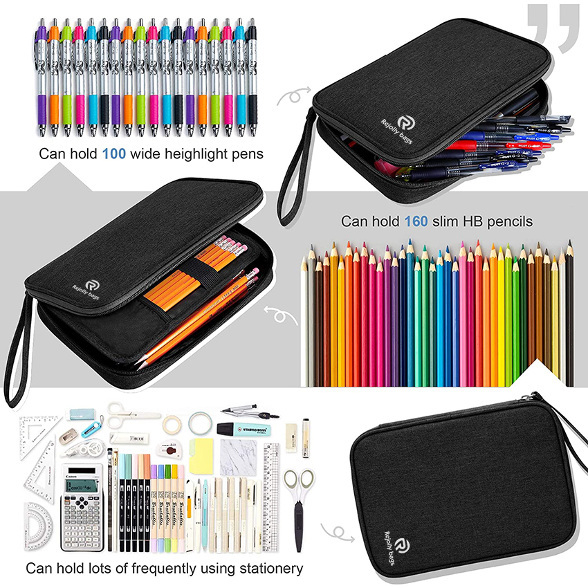 Große Kapazität Aufbewahrungstasche Markierungsstift Federmäppchen Einfache Schreibwarentasche High School Office Pen Bag RJ21645