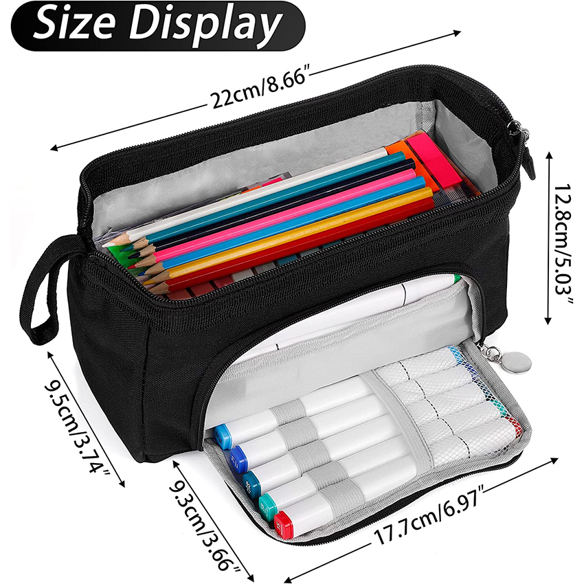 Große Kapazität Federmäppchen Große Aufbewahrung Bleistiftbeutel Leinwand Handheld Stifttasche Tragbare Make-up Tasche für College Student Stifttasche RJ21666