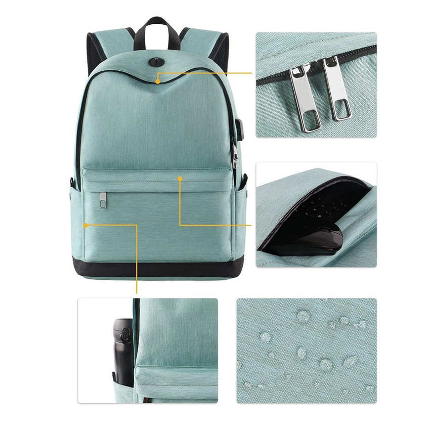 Langlebiger Schul-Laptop-Rucksack mit USB-Ladeanschluss Reise-College-Tasche Wasserdichte College-Computer-Tasche