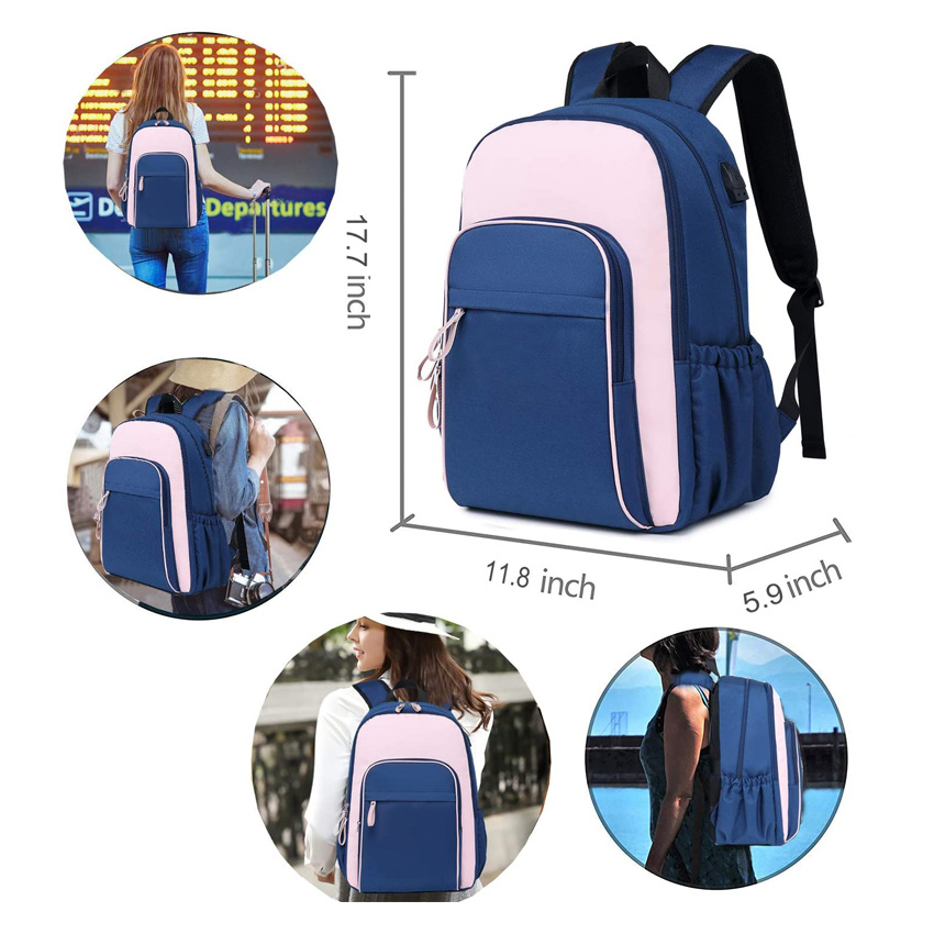 Reiserucksack Lässiger Tagesrucksack Laptoprucksack für Frauen College-Rucksack mit USB-Ladeanschluss