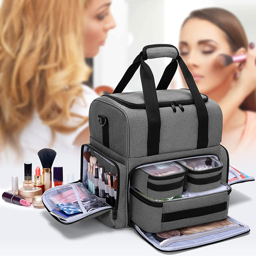 Große Reise-Make-up-Tasche mit 3 herausnehmbaren Innentaschen, große Kosmetiktasche Kosmetiktaschen RJ21692