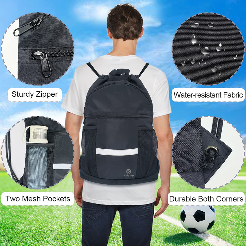 Kordelzug-Rucksack Sport-Sporttasche Yoga-Reise-Sackpack für Männer und Frauen, groß, mit Schuhfach, Balltasche RJ196133