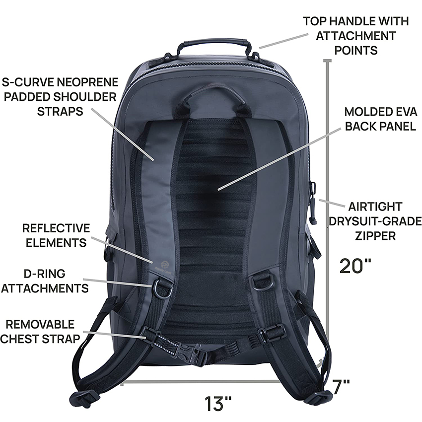 Wasserdichter Tauchrucksack mit Laptopfach und luftdichten Reißverschlüssen für Outdoor, Reisen, Bootfahren, Kajakfahren, Surfen, schwimmende Trockentaschen RJ228391