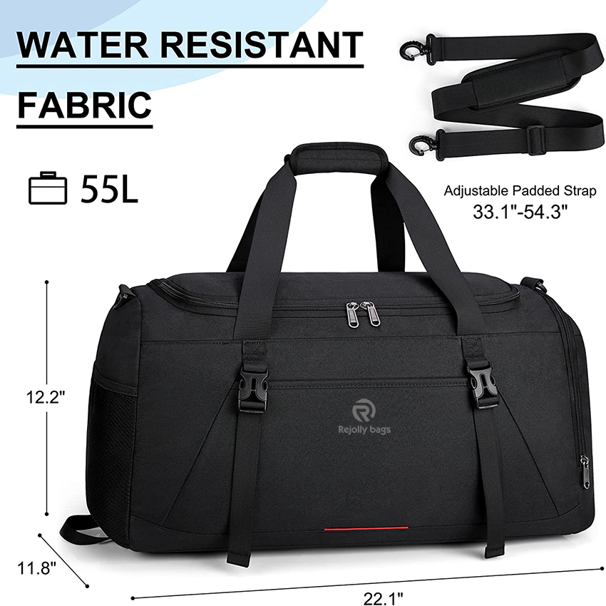 Wasserabweisende 55-Liter-Sporttasche Sporttasche mit Nassfach Große Weekender-Reisetasche mit Schuhfach Seesäcke RJ204208