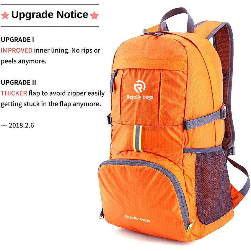 Heißer Verkauf Leichter Packbarer Langlebiger Reise-Wanderrucksack Orange Daypack