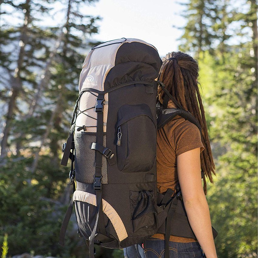 Großer wasserdichter Wanderrucksack für Männer und Frauen, robuster Rucksack mit Innenrahmen, passend für Wandern, Radfahren, Klettern