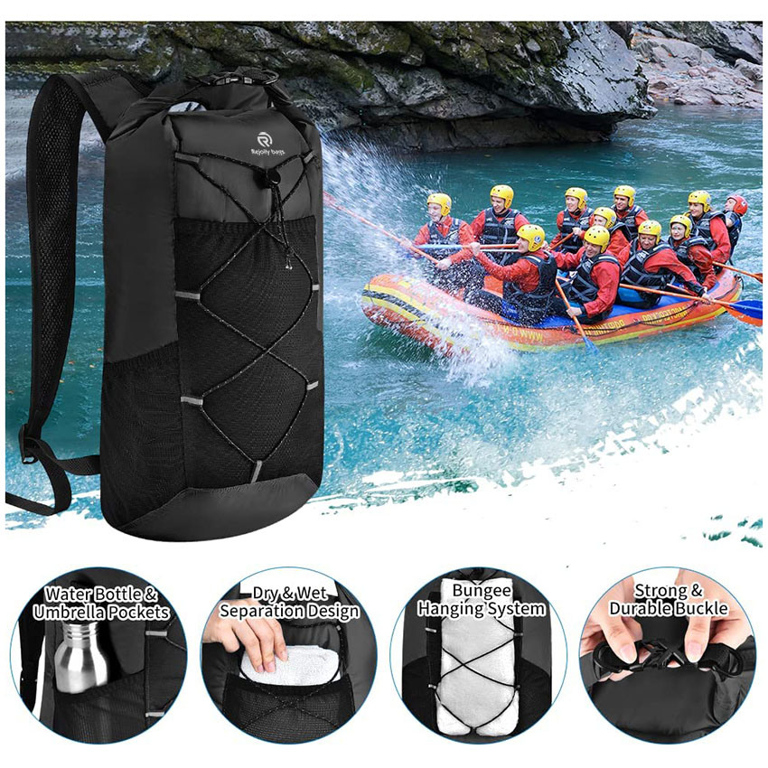 20L Zusammenklappbarer Kajak-Float-Drybag-Sack – wasserdichte Aufbewahrungstasche für Boote, Ausrüstungsset für Outdoor-Strand-Kajakfahren, Camping, Wandern, Angeln, Bootfahren, Rafting-Tasche