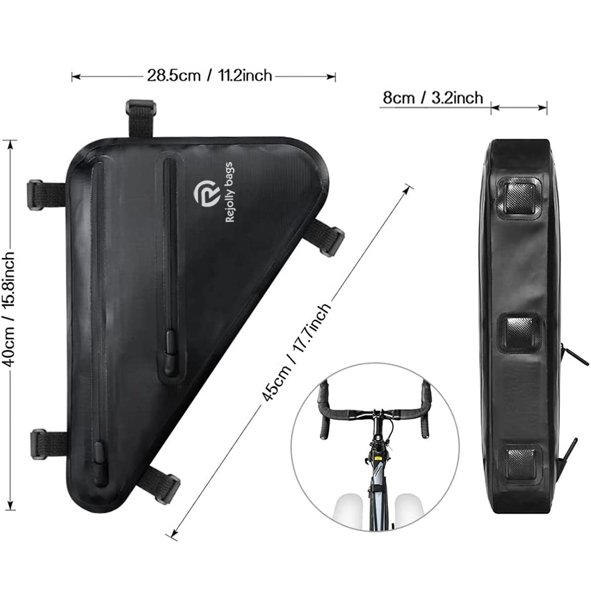 Große Kapazität 100% wasserdicht 5 Klettverschluss Dreieck Fahrradtasche unter Oberrohrtasche Fahrradtasche für Mountain Road Bike Tools Zubehör Fahrradtasche