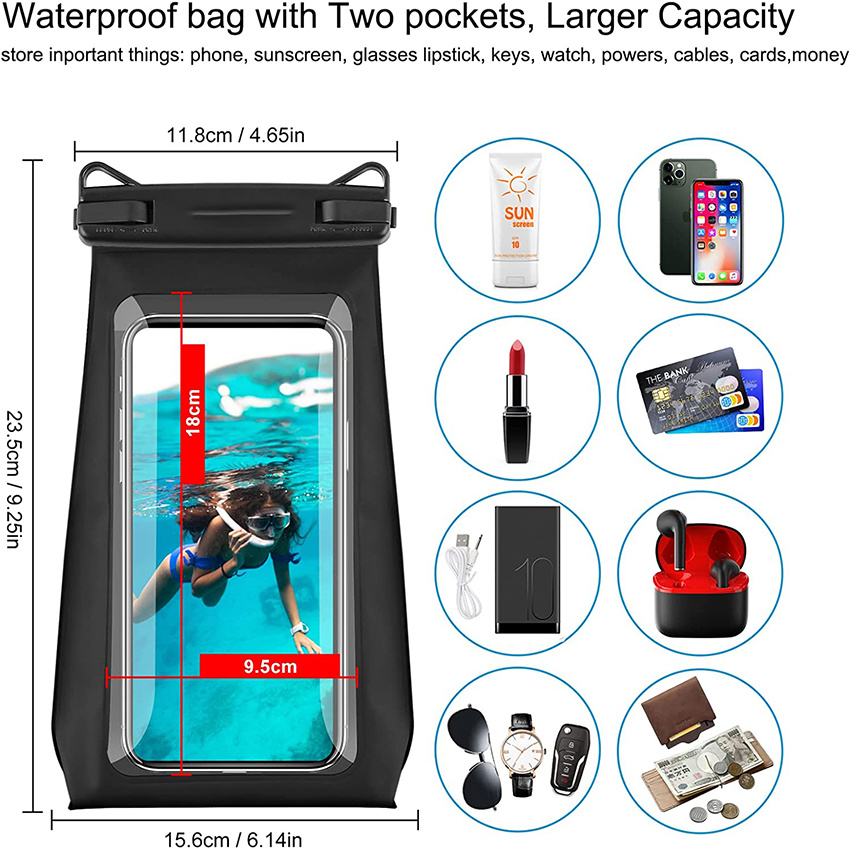 Wasserdichte Handytasche mit großer Kapazität, schwimmende wasserdichte Tasche, Sonnencreme, Brillen, Aufbewahrung, Trockentasche für Bootfahren, Schwimmen, Kajakfahren