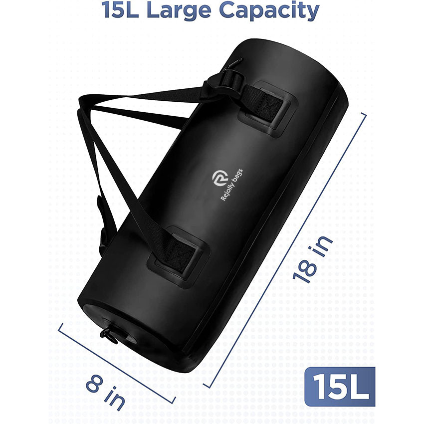 Wasserdichte 15-Liter-Seesack, leicht, mit strapazierfähigen Riemen und Griffen, Trockensack, vielseitige Abenteuertasche für Bootfahren, Camping, Motorradfahren, Angeln, Reisetasche
