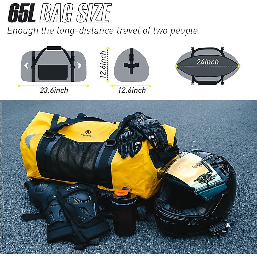 65L wasserdichte Motorrad-Trockentasche mit Schnallen-Schultergurt für Bootfahren, Rafting, Angeln und Kajakfahren