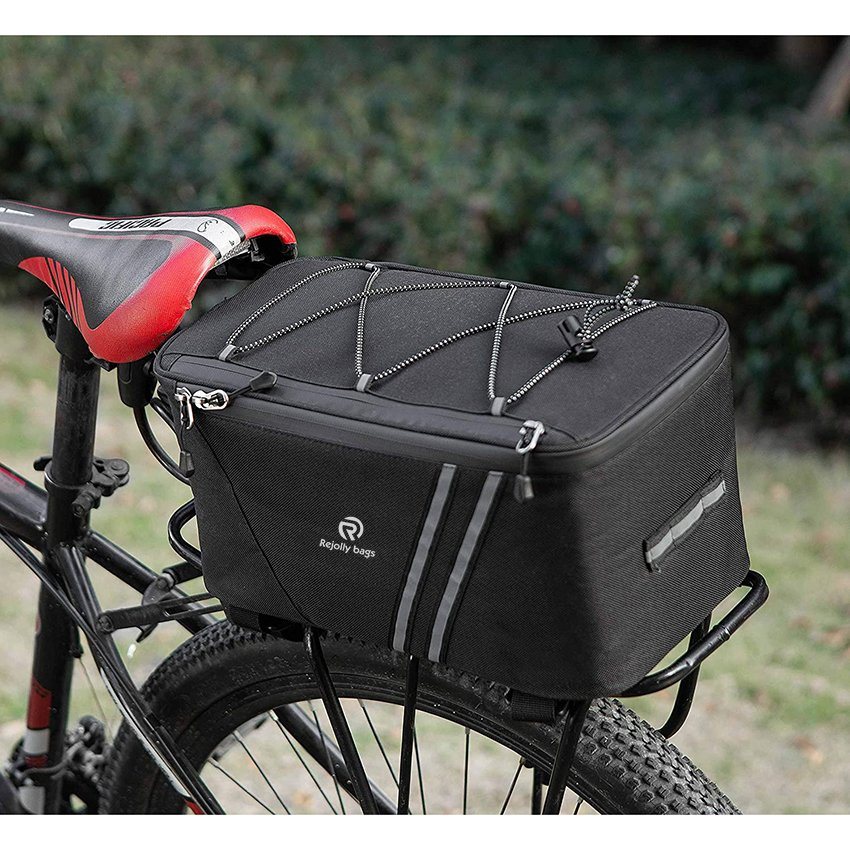 Fahrradträger Gepäckträgertasche Isolierter Kofferraumkühler 11L Gepäcktasche mit großer Kapazität Reflektierende MTB-Fahrradtasche Fahrradtasche