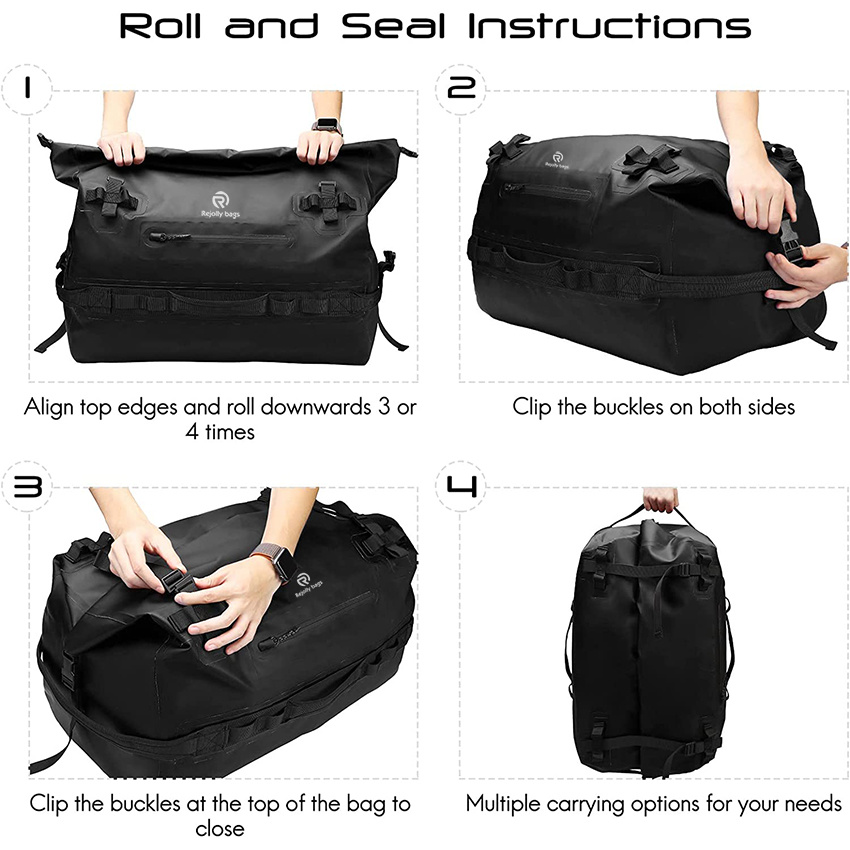 Roll-Top Dry Duffel Backpack Großer wasserdichter Dry Sack Heavy Duty mit Rucksackgurten für Kajakfahren, Rafting, Bootfahren, Travel Dry Bag