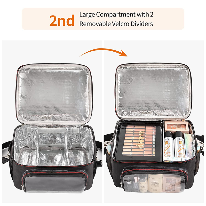 Professioneller Kosmetik-Organizer mit wärmeisolierender Aluminiumfolie, Reise-Make-up-Aufbewahrungstasche für Make-up-Künstler-Kosmetiktasche RJ21688