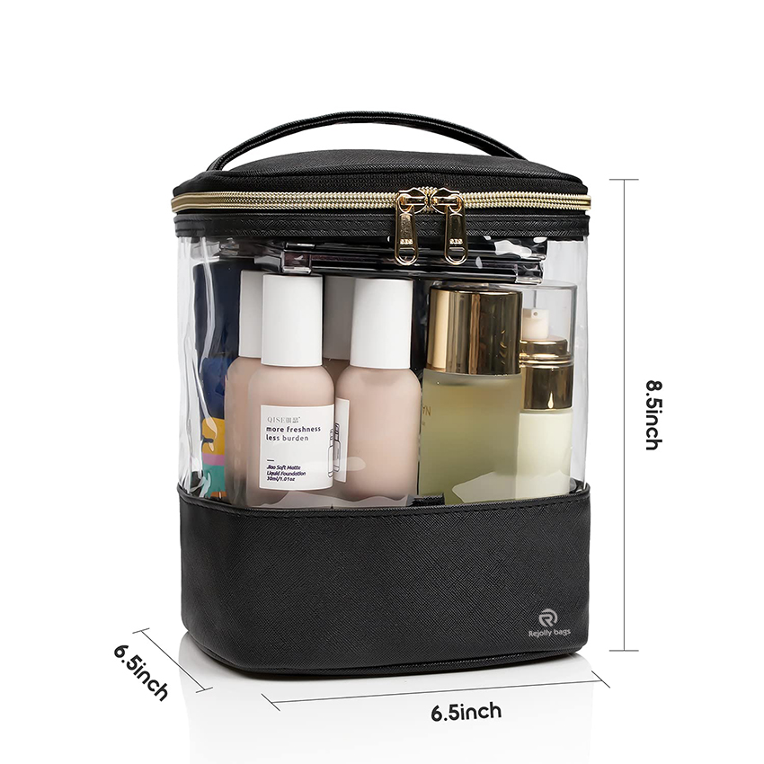 Reise Wasserdichte Kosmetiktasche Kunststoff Transparent Organizer Frauen Make-up Tasche mit Griff Netztaschen Kosmetiktasche RJ21681