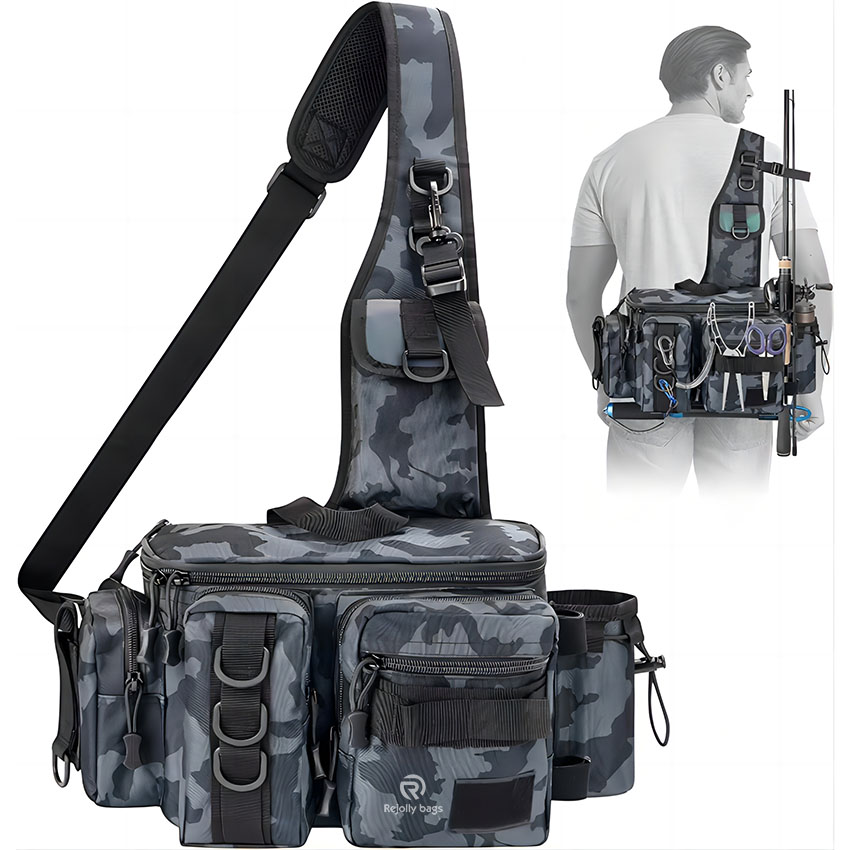 Tragbares Angelgerät Sling Pack mit Rutenhalter Fliegenfischertasche RJ21781