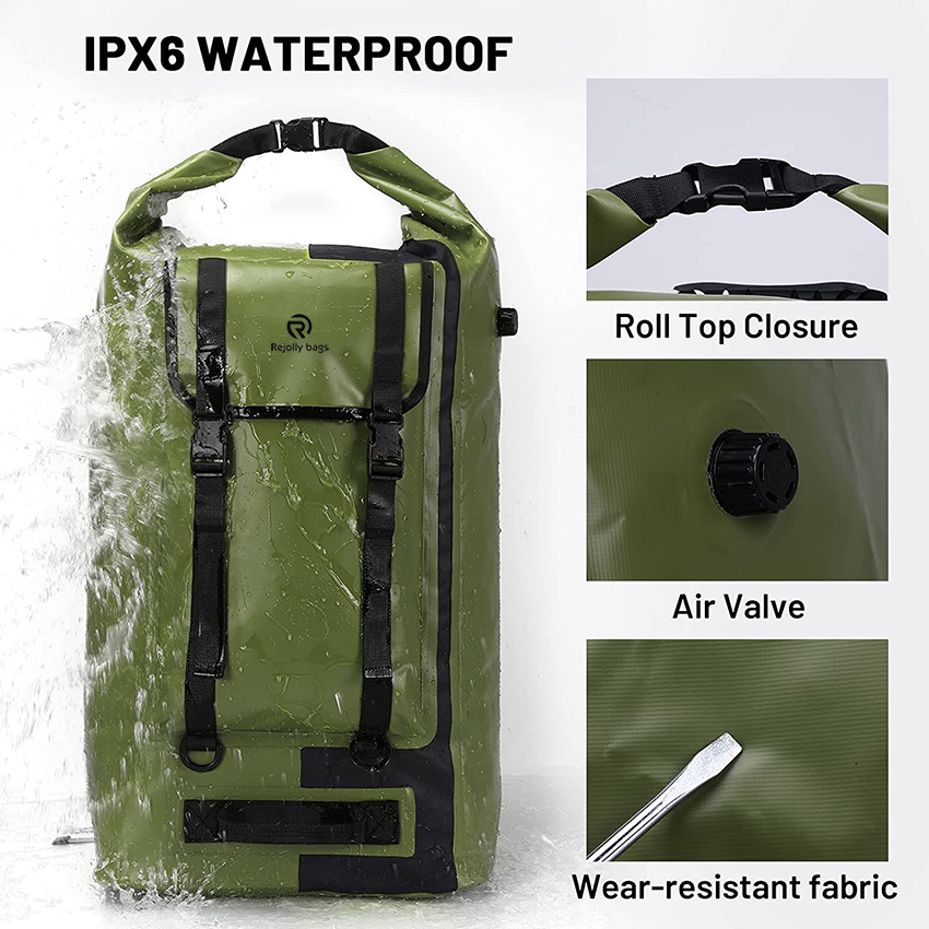 Großer wasserdichter Duffel-Rucksack Rolltop Heavy Duty Dry Bag für Kajakfahren Bootfahren Campingausrüstung Motorradreisen Wandern Reisen Dry Bags RJ228394