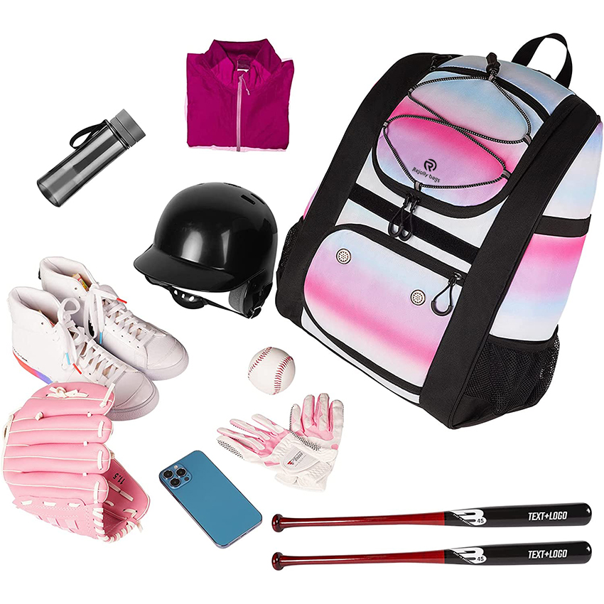 Leichter Jugend-Baseball-Rucksack mit Schuhfach, Baseballtasche mit Zaunhaken für TBall Bat & Equipment Baseballtaschen RJ19654