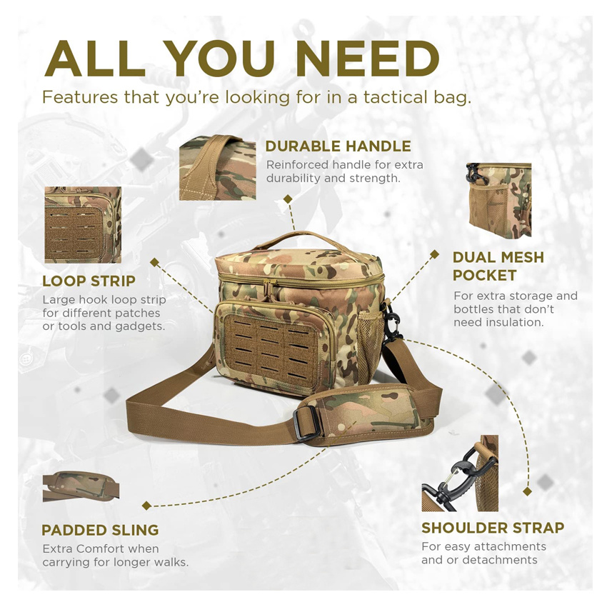 Isolierte Lunch Bag Tactical Lunch Box für Erwachsene Desert Camo Camping Work Picknick Bag