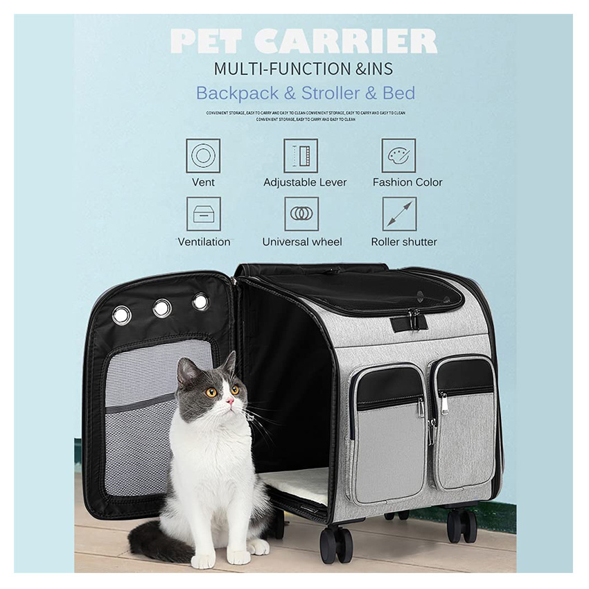 Aufbewahrungstaschen Pet Travel Carrier Abnehmbarer rollender Haustierrucksack für Hunde und Katzen