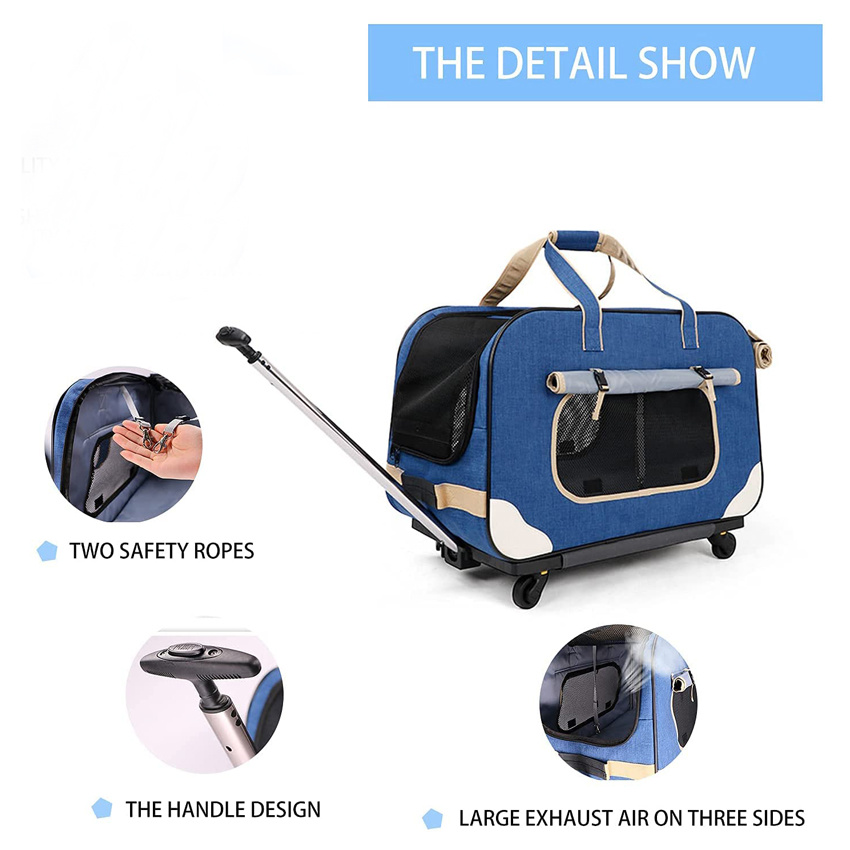 Pet Rolling Carrier mit abnehmbaren Rädern Travel Roller Bag für kleine und mittelgroße Hunde/Katzen