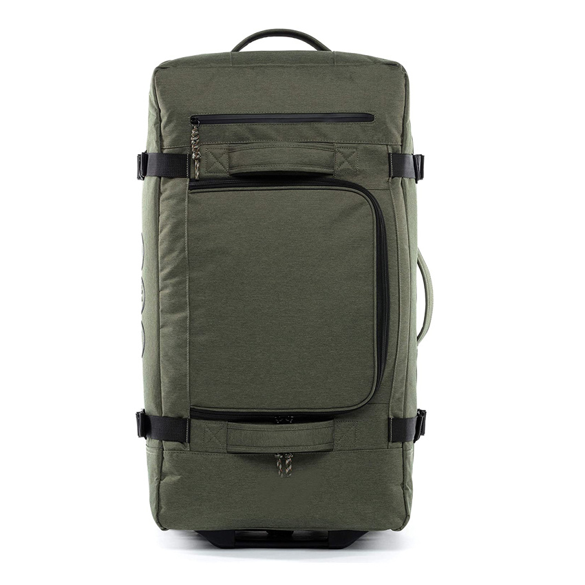 Outdoor Tasche mit 2 Rollen Trolley Koffer Rollgepäck Reisetasche Grün Oliv