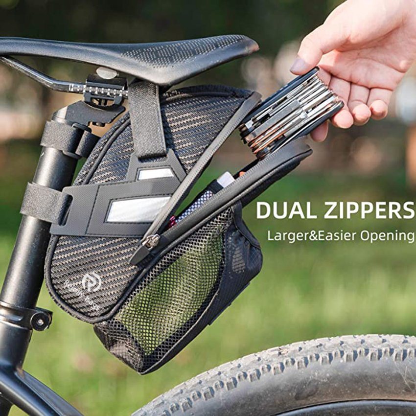 Fahrradtasche unter dem Sitz, Umschnall-Fahrradsitz-Aufbewahrungstasche, Fahrradkeilpaket mit Wasserflaschenhalter, für Mountain Road Bikes Fahrradtasche