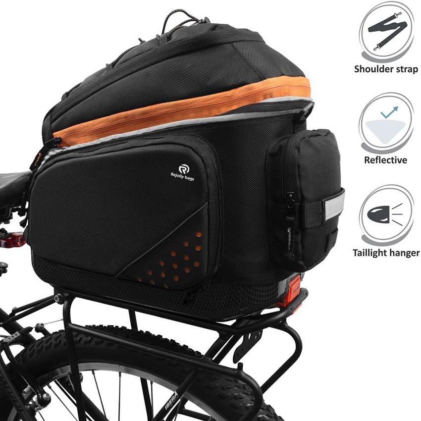 2-in-1-Fahrradtasche für Pendler mit erweiterbaren Packtaschen, Clip-On-Schnellverschluss und abnehmbarem Schultergurt