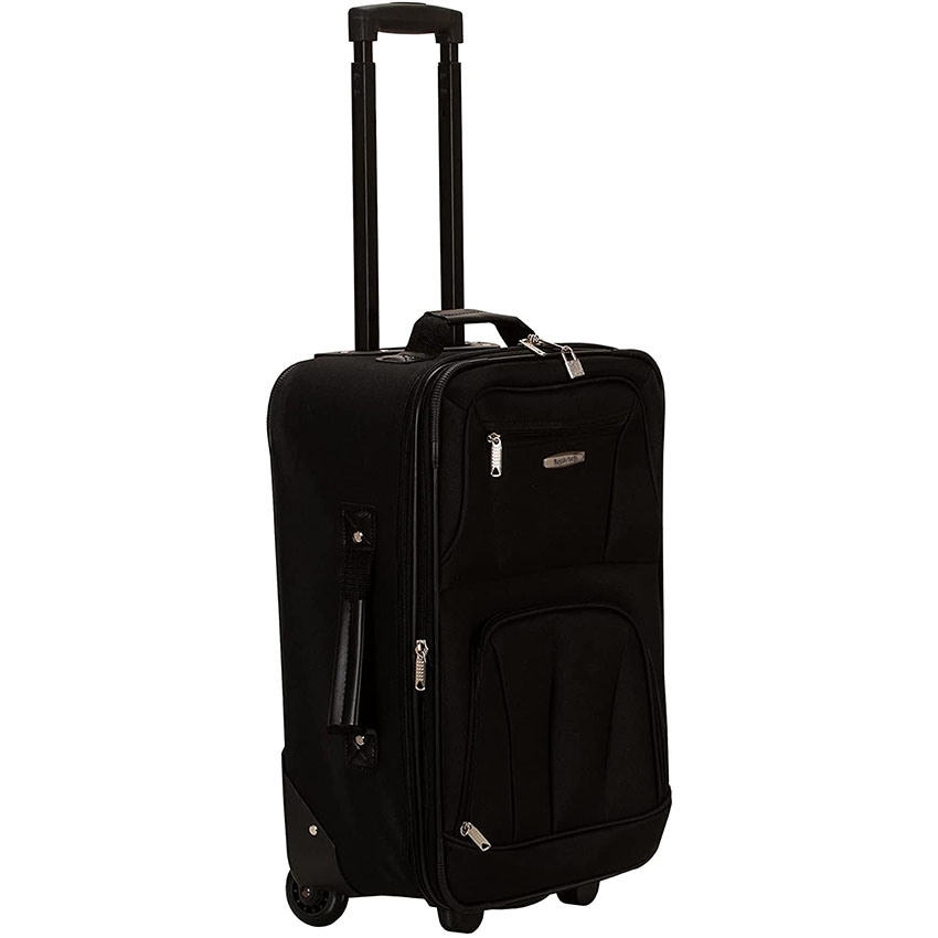 Hochwertiges 2-teiliges Rockland Fashion Softside Black Upright Gepäckset