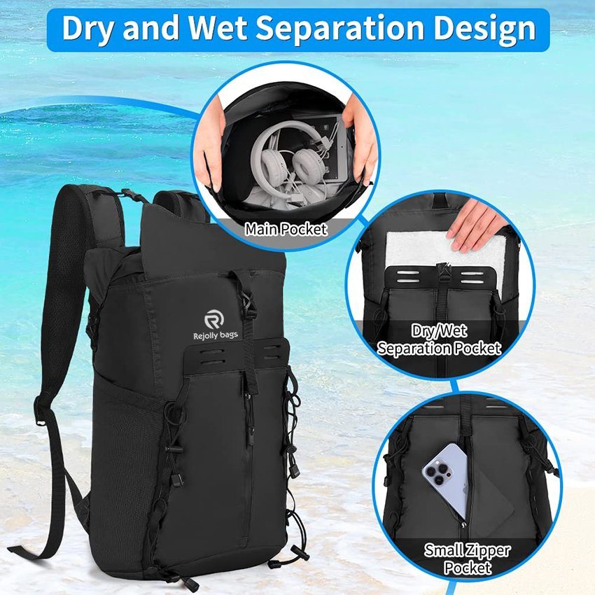 Leichter Sack Drybag Wasserdichter Reißverschluss Großer Drysack mit Rollverschluss für schwimmendes Bootfahren Kanufahren Camping Rafting Paddleboarding Schwimmen Angeln Marinerucksack