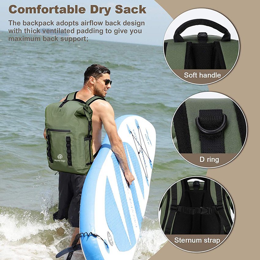 Wasserdichter Rucksacksack Rolltop-Verschluss Trockentasche Leicht für Kajakfahren, Rafting, Strand, Bootfahren, Schwimmen, Camping, Wandern, Angeln Trockenrucksack