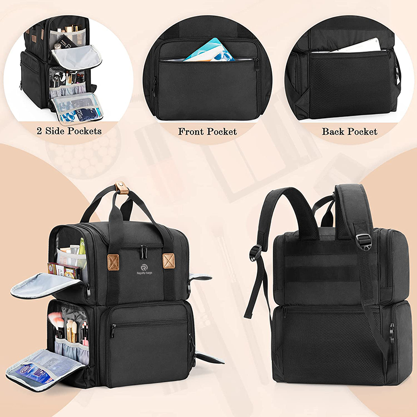 Make-up-Rucksack mit 3 herausnehmbaren Innentaschen, Reise-Make-up-Tasche mit mehreren Taschen, Kosmetiktasche RJ21676