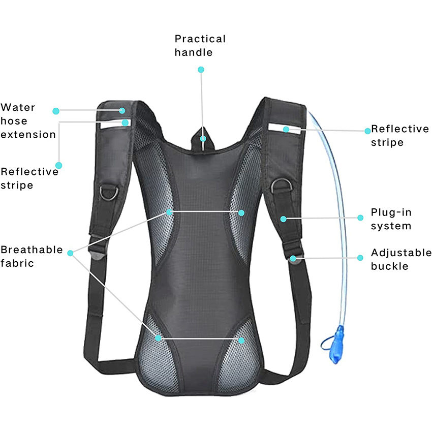 Wasserrucksack mit 2L Trinkblase für Herren Damen Kinder zum Laufen Wandern Radfahren Klettern Trinkrucksack