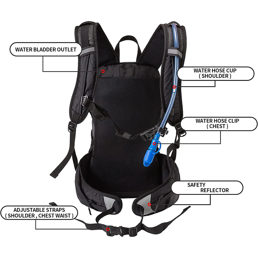 Wander-Trinkrucksack mit BPA-freier 2-Liter-Wasserblase, ultraleichter und großer isolierter Rucksack – Wandern, Radfahren