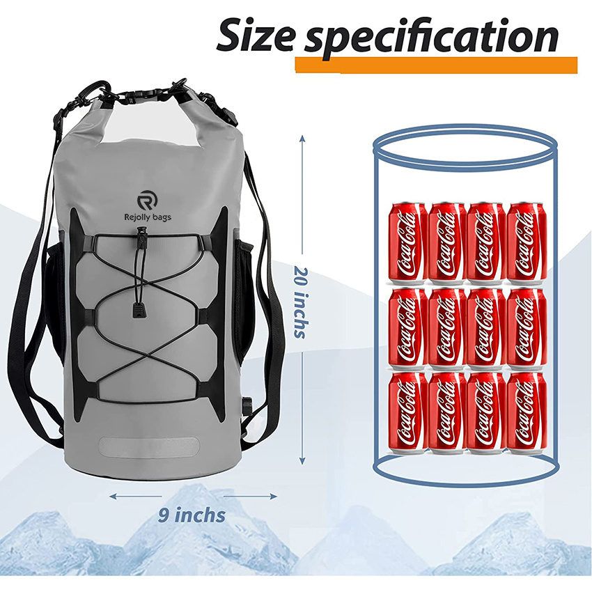 Isolierte wasserdichte 20-Liter-Rucksack-Kühlboxen, isoliert, auslaufsicher, Rolltop-Outdoor-Eis-Lunch-Taschen für Männer und Frauen, Strand, Camping, Wandern, Picknick, Reise, Trockentasche