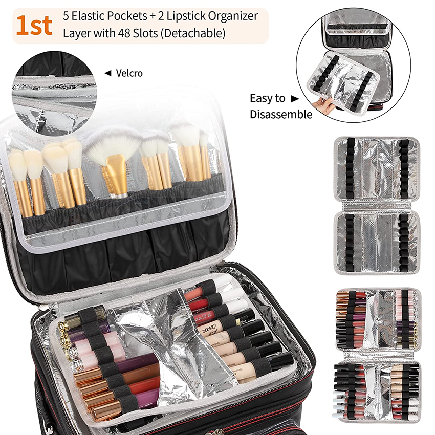 Professioneller Kosmetik-Organizer mit wärmeisolierender Aluminiumfolie, Reise-Make-up-Aufbewahrungstasche für Make-up-Künstler-Kosmetiktasche RJ21688