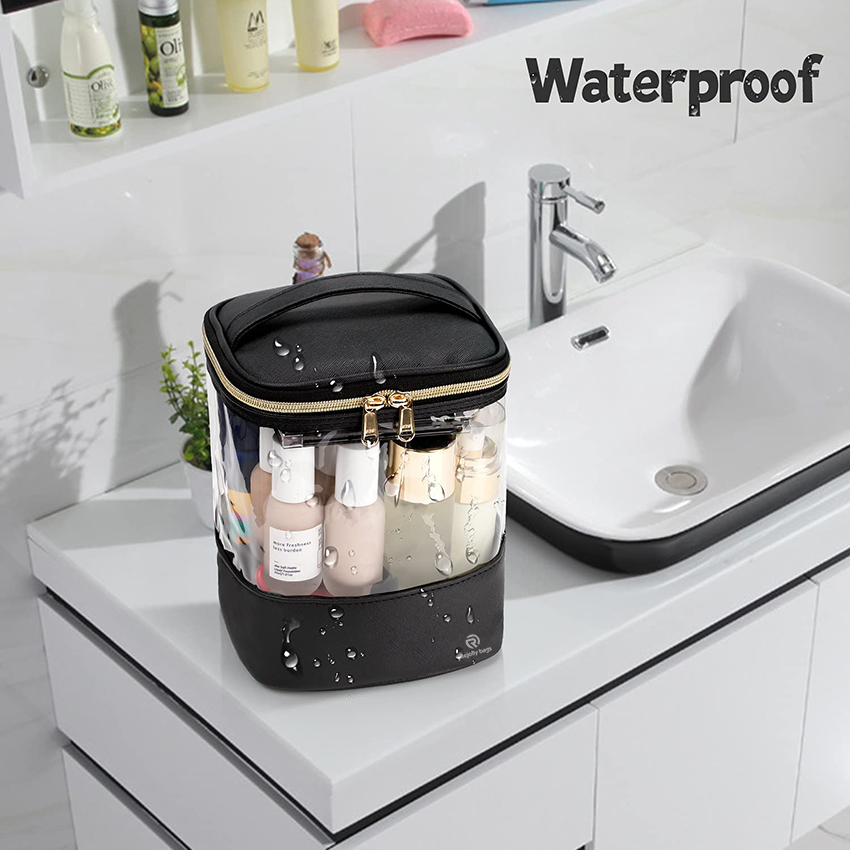 Reise Wasserdichte Kosmetiktasche Kunststoff Transparent Organizer Frauen Make-up Tasche mit Griff Netztaschen Kosmetiktasche RJ21681