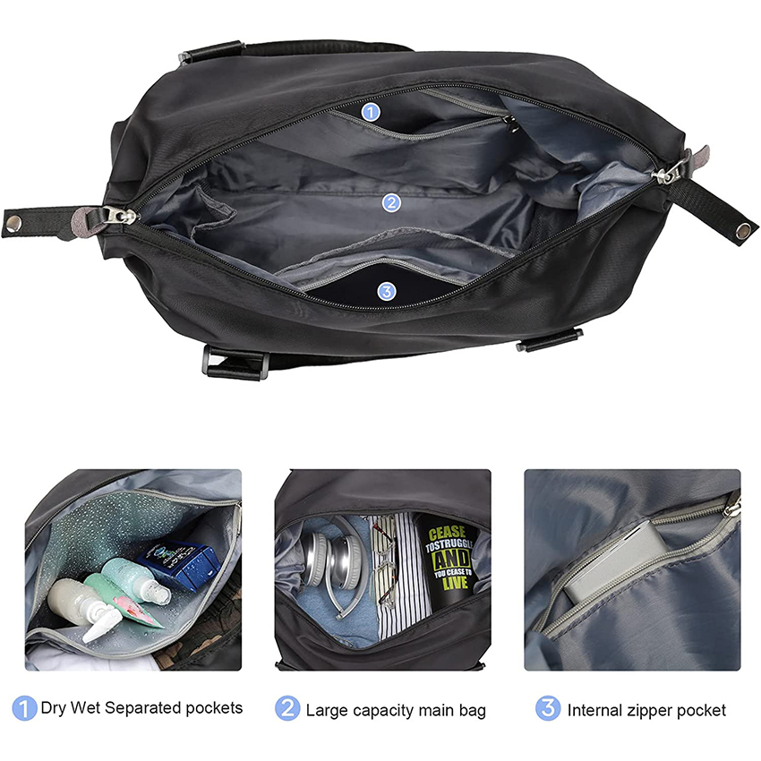 Große Sporttasche, Sporttasche, wasserdichte Weekender-Übernachtungstaschen für Frauen mit Trolley-Ärmel-Duffel-Taschen RJ204200