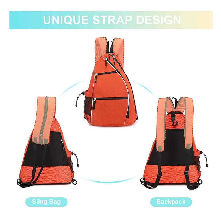 Große Kapazitäts-Tennistasche Lässige Schlägertaschen Orange Sling Gym Bag