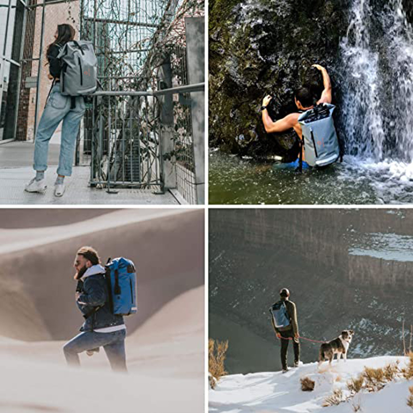 Wasserdichter Rucksack, strapazierfähig, mit leicht zugänglicher Fronttasche mit Reißverschluss und wasserdichter IPX8-Telefonhülle