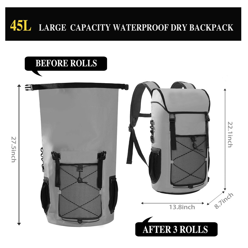 Wasserdichter Rolltop-Rucksack Schwimmender Trockensack-Rucksack Wassersporttasche