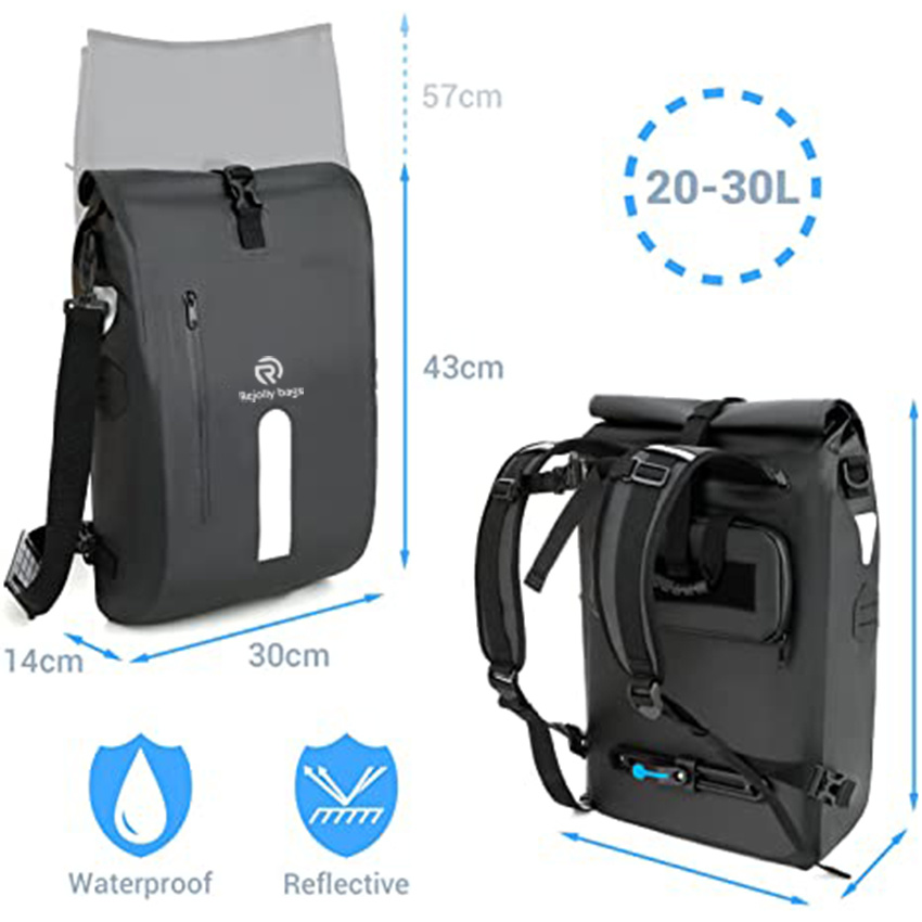 Fahrradtaschenrucksack mit gepolsterter Laptoptasche mit Kreuzschultergurt und wasserdichter Fahrradsatteltasche mit Schnellverschluss