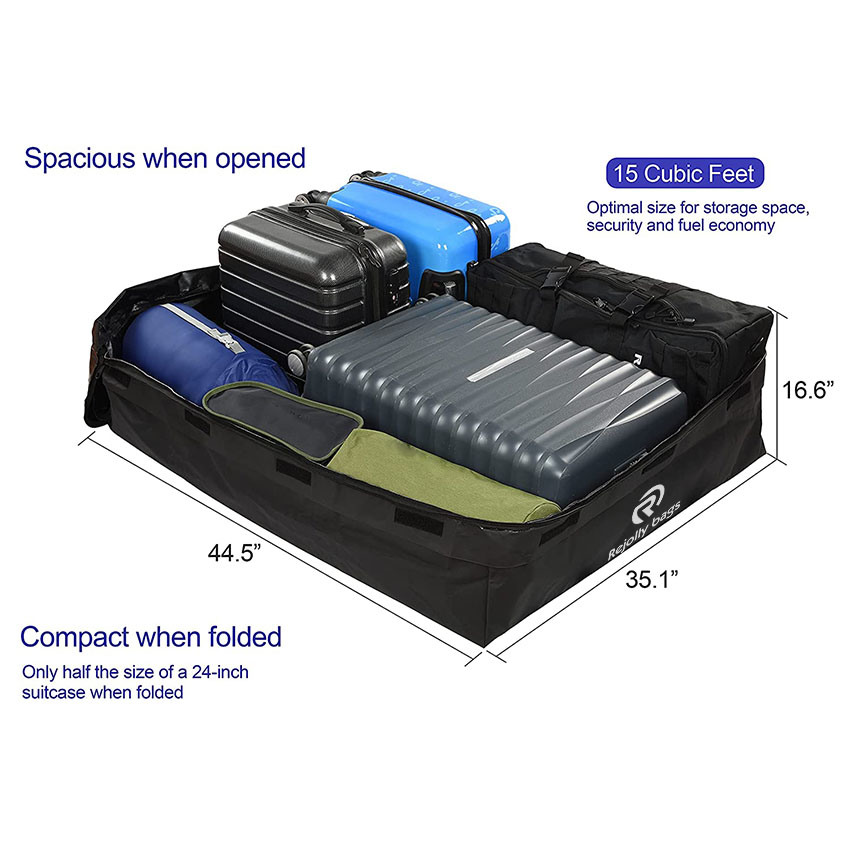 Wasserdichte Autodachgepäcktasche, wetterfeste Softshell-Dachgepäckträgertasche für Fahrzeuge mit oder ohne Gepäckträger, 4+2 Türhaken inklusive Tasche