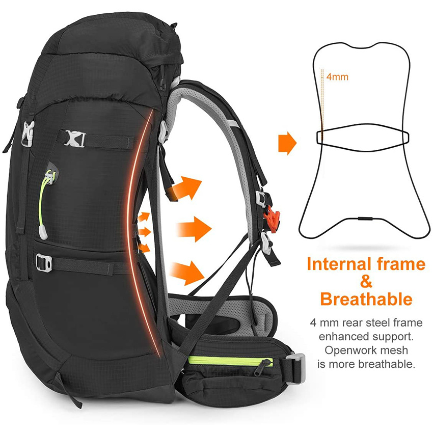 Interner Rahmen Wanderrucksack 40/50/60/65/80L, Bergsteigen Camping Rucksack Daypack Wasserdichter Regenschutzrucksack