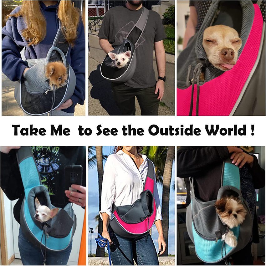 Pet Dog Sling Carrier Puppy Sling BagAdjustable Strap Mesh Hand Free Satchel Bag für Outdoor-Reisen