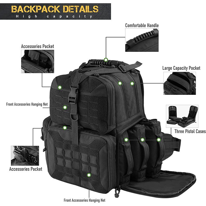 Military Style Tactical Range Rucksacktasche, Range Activity Bag für Pistolen- und Munitionsjagd-Schießtasche