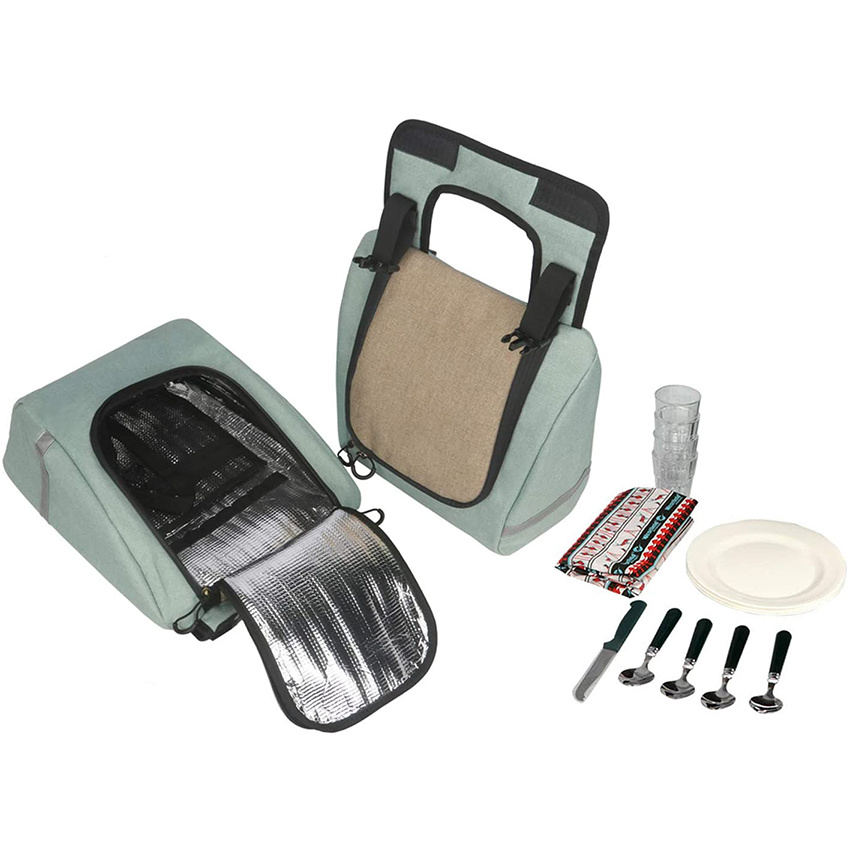 Nylon-Fahrradtasche, isolierte Lunchtasche, Kühlbox, 2 Fächer