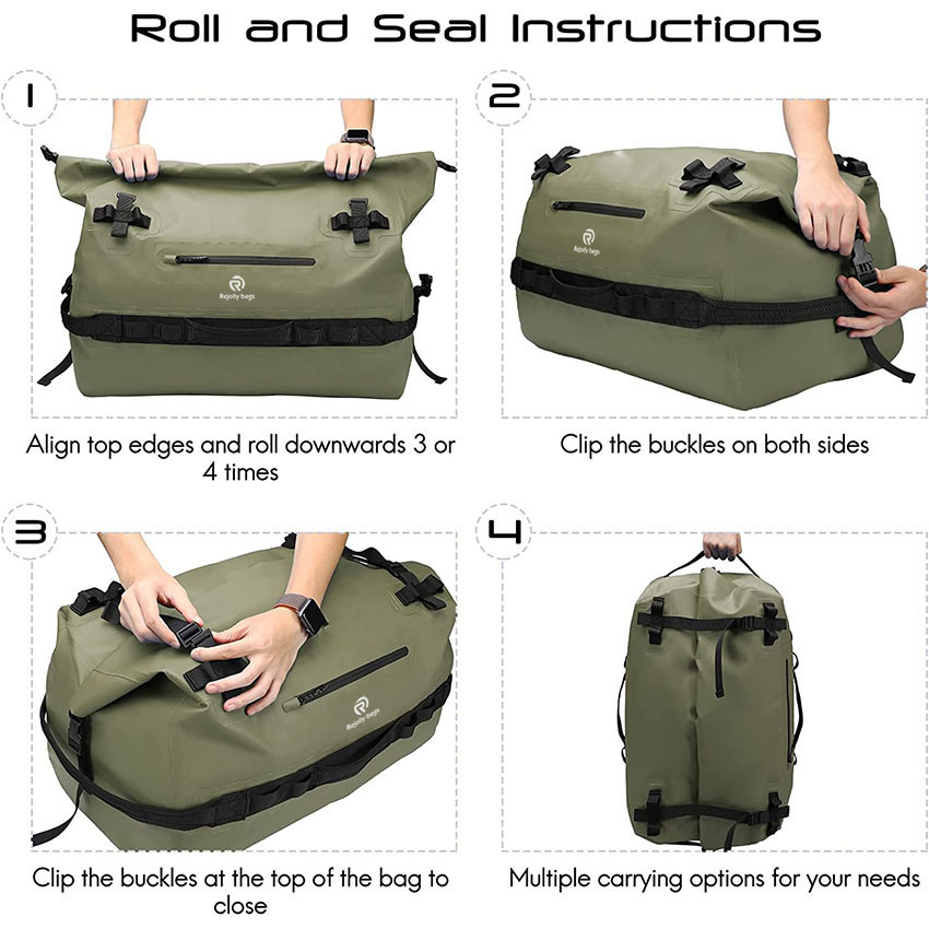 Dry Duffel Backpack Großer wasserdichter Dry Sack Heavy Duty Duffle Bag mit Rucksackgurten für Kajakfahren, Rafting, Bootfahren, Reisetasche